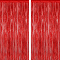 2 Pack Red Tinsel Backdrop, 3.28 FT x 7.05 FT Fringe Curtains, Wedding Photo by ZATAYE