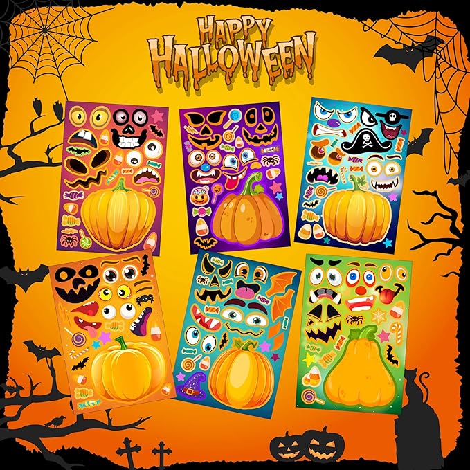 36 Sheets Halloween Stickers for Kids, Make A Pumpkin Face Stickers, Halloween - Image 5