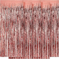 5 Pack Rose Gold Fringe Backdrop 3.2ft x 8.2ft Foil Curtain Tinsel Fringe by Ohiyoo