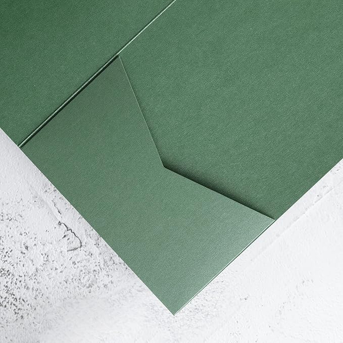 20 PCS Emerald Green Tri-fold Laser Cut Wedding Invitation Pockets - Image 6