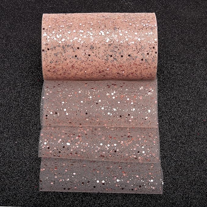 Glitter Tulle Rolls, 6” by 50 Yards Sparkling Tulle Spool Ribbon Sequin Tulle - Image 5
