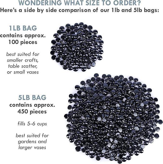 Galashield Flat Glass Marbles for Vases Black Glass Gems Beads Pebbles Vase - Image 5