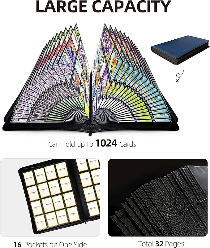16 Pockets Premium Card Binder 1024 Cards Trading Card Binders Side Load Card - Image 4