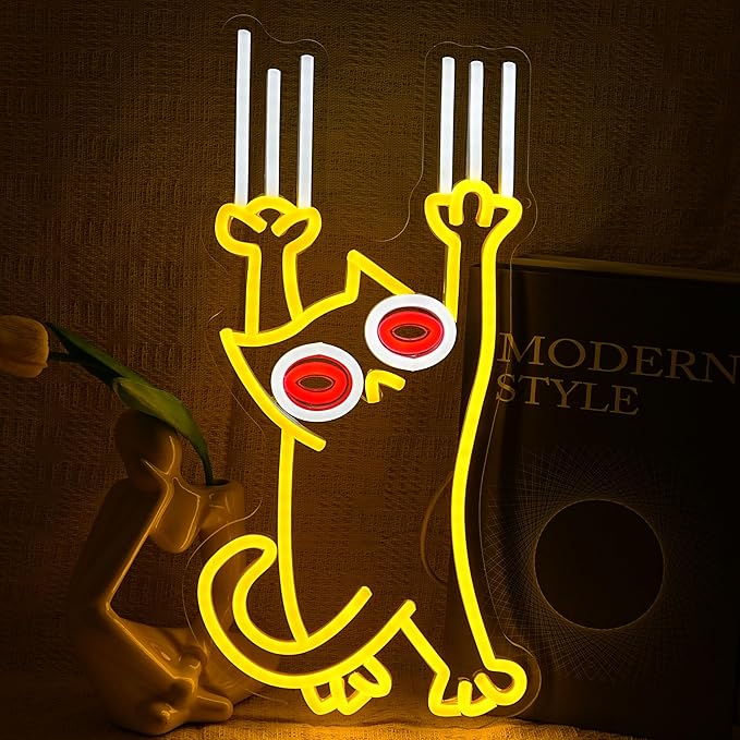 Falling Cat Neon Sign Funny Cat LED Light Sign Wall Decoration Dimmable Animal by BNEMCEZHLEDNEONSIGN