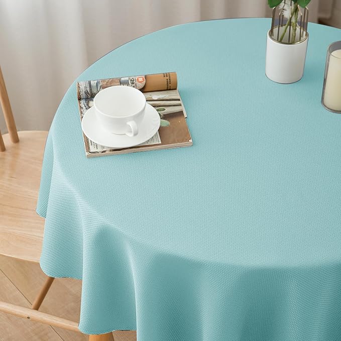 Biscaynebay Round Tablecloth 90 Inch-Auqa Blue Outdoor Fabric Table Cover-Small - Image 7