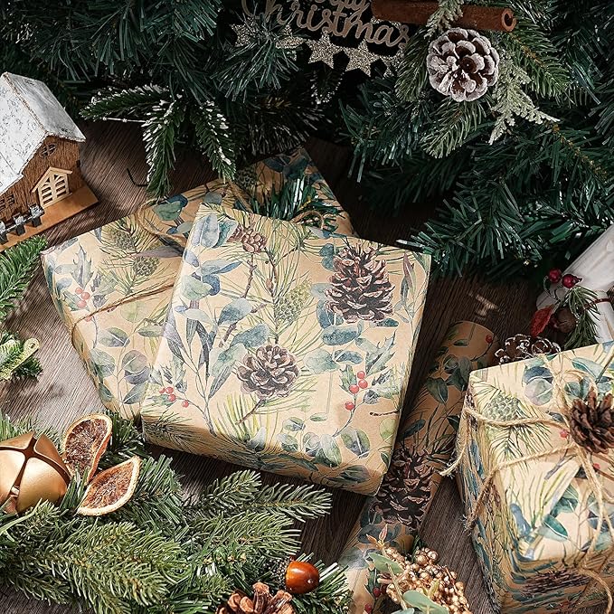 RUSPEPA 30" X 100' Kraft Christmas Wrapping Large Paper Roll, Jumbo Roll - Image 5