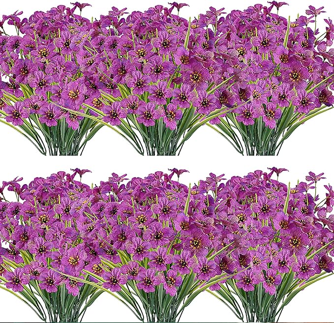 20 Bundles Artificial Flowers Outdoor UV Resistant Fake Flowers No Fade Faux by JEMONG