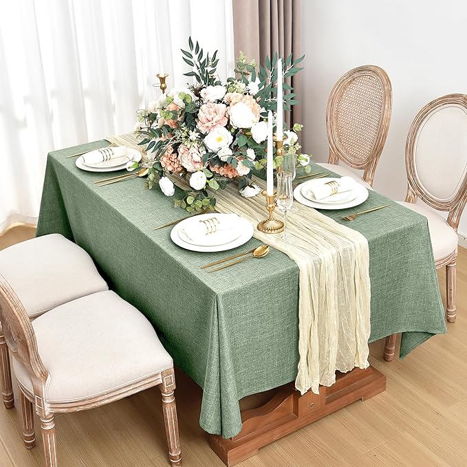 Fitable Faux Linen Tablecloths for Rectangle Tables: Water & Stain Resistant - Image 2