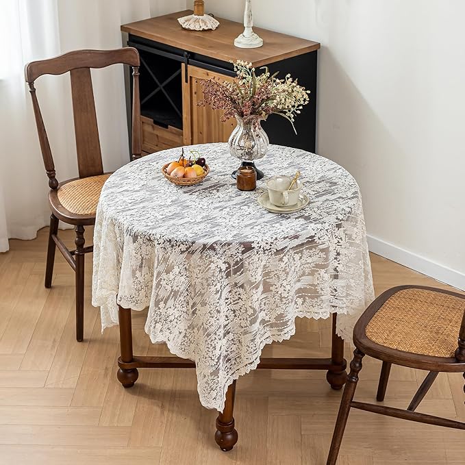 Lace Embroidered Tablecloth. Square Lace Vintage Tablecloth Dustproof Table - Image 9