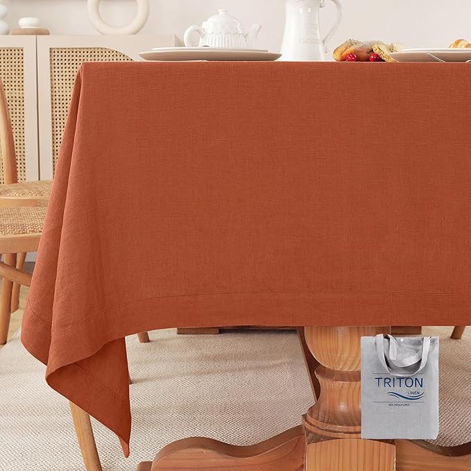 100% Pure Linen Tablecloths 60x120Inches, Rectangle Table Cloth by TritonLinen