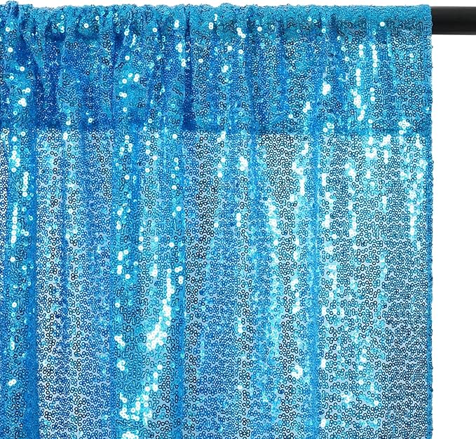 Eternal Beauty Turquoise Sequin Backdrop, 10x10 Ft Glitter Background Curtains - Image 7