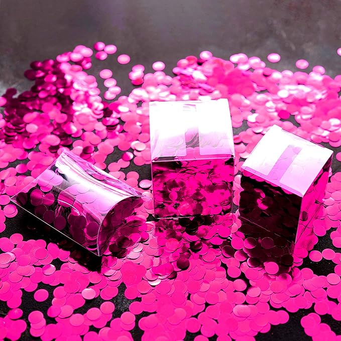 Hot Pink Foil Metallic Round Table Decor - Image 3
