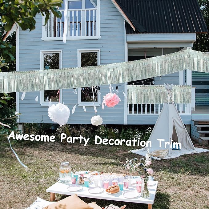 4 Pack Each 10 Feet Glitter Silver Parade Float Decorations - Image 4