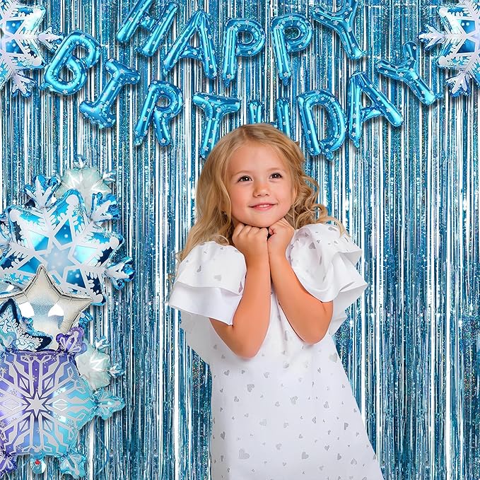 Blue Tinsel Curtain Party Backdrop - Image 2