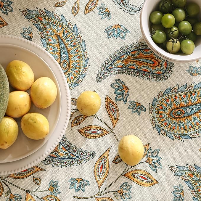 patdrea Designer Vintage French Rectangular Table Cloth, Italian Floral Wrinkle - Image 3