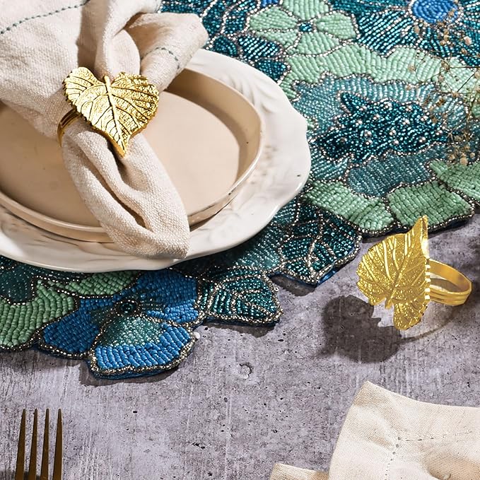 Elegant Handcrafted Leaf Napkin Rings - Image 3