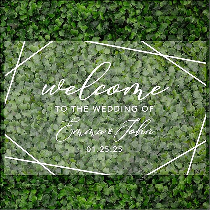 Andaz Press Custom Large Wedding Acrylic Sign, 16 x 24 Inches, Geometric Welcome by AndazPress
