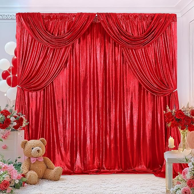 Christmas Backdrop Curtains Glitter Fabric by MoKoHouse