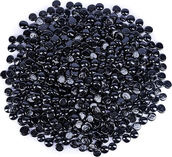 Galashield Flat Glass Marbles for Vases Black Glass Gems Beads Pebbles Vase by Galashield