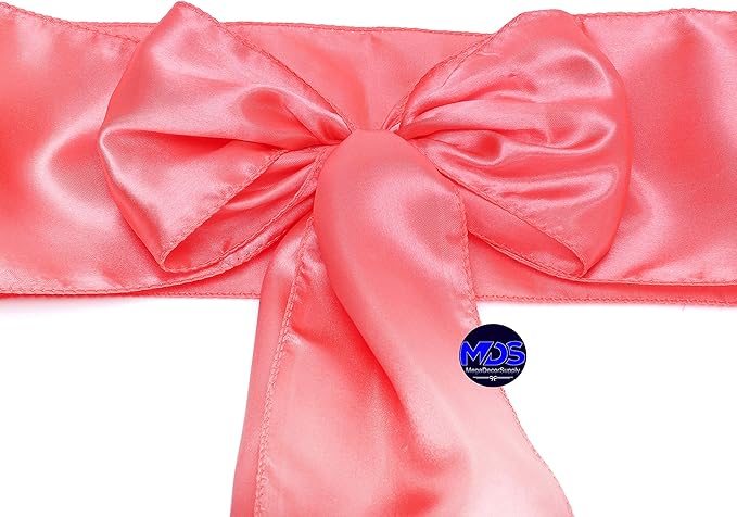 MDS Pack of 50 PCS Satin Chair Sashes Charmeuse Sateen Dining Chair Bows Ribbon - Image 3