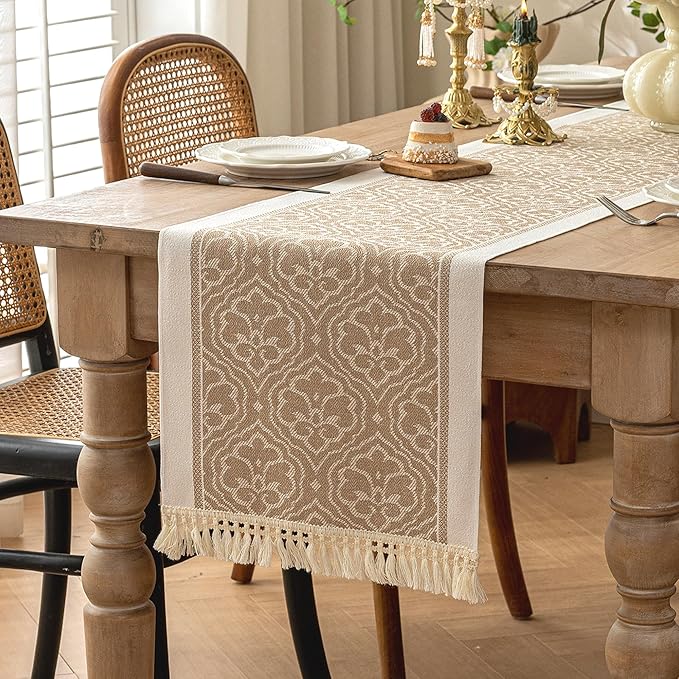 Table Runners 138 Inches, Waterproof Boho Table Runner by UWWGKK