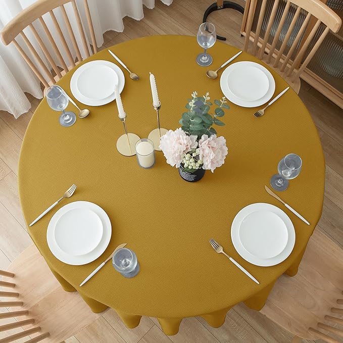 Biscaynebay Textured Fabric Christmas Round Table Cloth 90", Parties Machine - Image 7