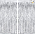 Silver Streamers Metallic Party Backdrop by GREATRIL