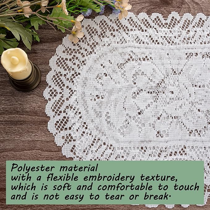 2PCS Oval Lace Placemats for Dining Table, Embroidered Table Mats Farmhouse Cup - Image 7