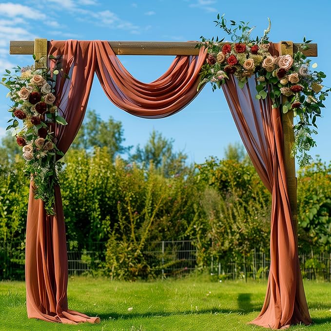 Wedding Arch Draping Fabric 1 Panel 28.7" x 20FT Terracotta Sheer Chiffon - Image 2