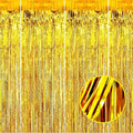 4 Pack Gold Foil Fringe Curtain Backdrop, 3.28Ft x 8.2Ft Metallic Tinsel Foil by Unknown