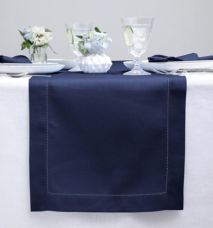 Solino Home Linen Navy Blue Table Runner 144 Inches Long by SolinoHome