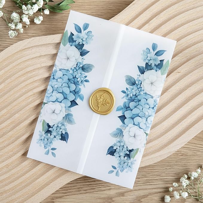 PONATIA 50PCS Vellum Jackets for 5x7 Invitation Cards- 135GSM Dusty Blue - Image 9