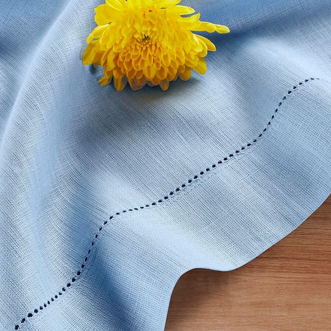 Solino Home Linen Cornflower Blue Table Runner 144 Inches Long - Image 8