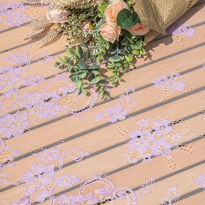 TINWIN Purple Lace Tablecloth 60x120 Inch Rectangle Vintage Runner Eyelash - Image 6