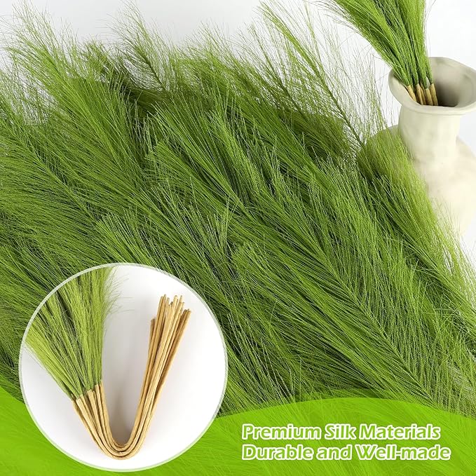 Green Pampas Grass Decor 30 Pcs 21.7 Inch Faux Pampas Grass Bulk Artificial - Image 4