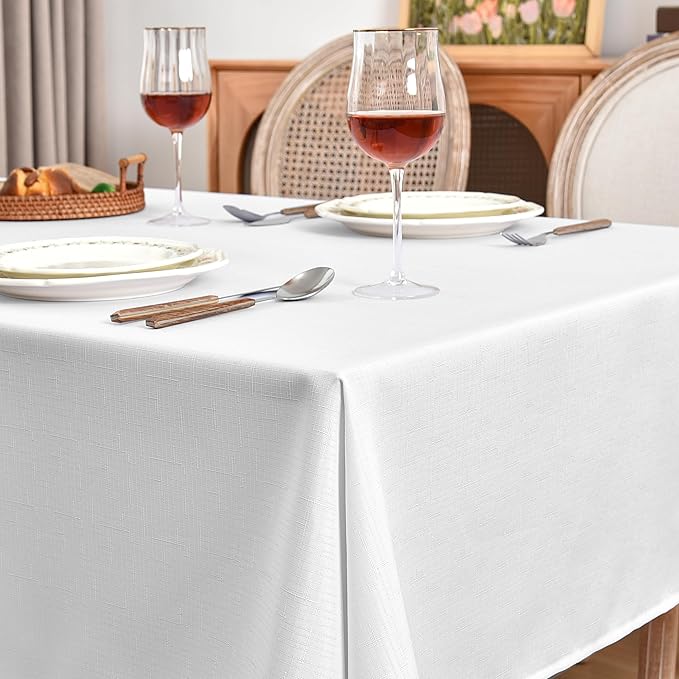 Fitable Faux Linen White Tablecloths - Image 2