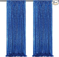 Royal Blue Backdrop Curtain Panels 2 Pieces 2ftx8ft Sequin Party Background by QueenDream
