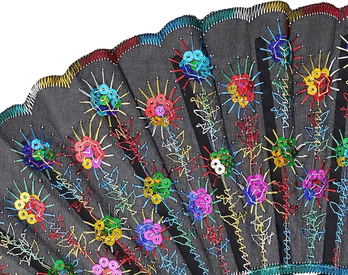 QIRMIZI 10 Pack Fabric Folding Handheld Fans, and Dancing - Image 4