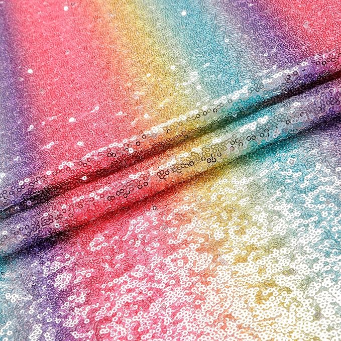ShinyBeauty 36x36 Inch Rainbow Sequin Tablecloth - Image 6