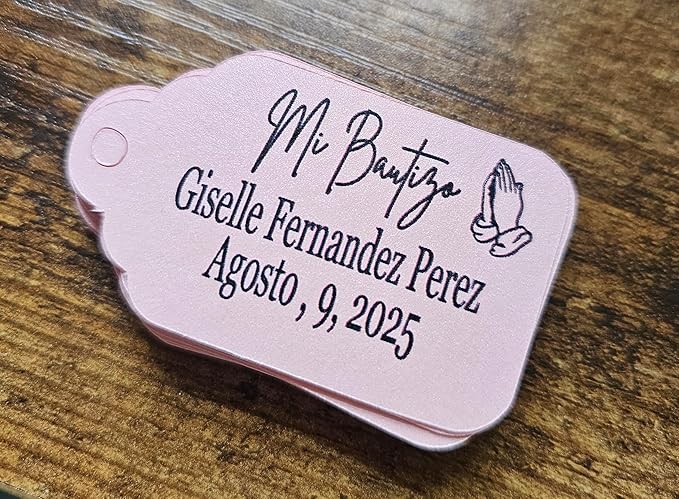 Mi Bautizo Baptism Christening Personalized Thank You Tags 20 pcs - Image 6