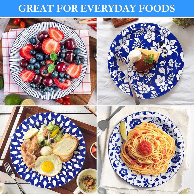 90 Pcs Paper Plates 8 Inch Bulk Thick Heavy Duty Disposable Plates Printed Blue - Image 6