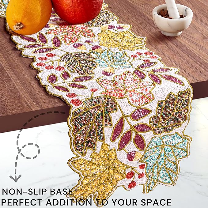 36" Hand Beaded Decorative Farmhouse Glitz Table Runner - Image 6