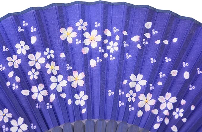 Amajiji 8.27" Hand Held Bamboo Silk Folding Fan Hand Fan, Chinese/Japanese - Image 5