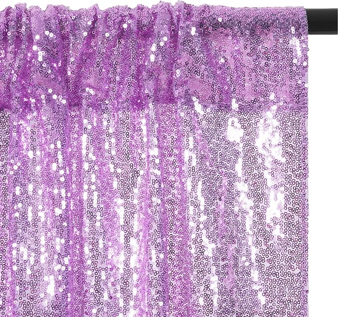 Eternal Beauty Lavender Sequin Backdrop, 4x7 Ft Glitter Background Curtains - Image 6