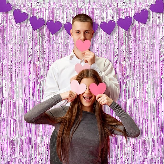 BRAVESHINE Clear Purple Party Decorations Iridescent Foil Curtain - Image 6