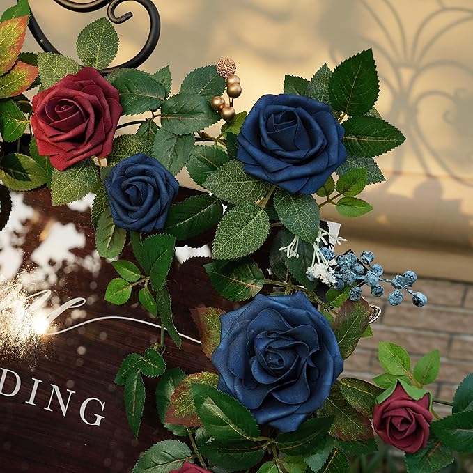 PONATIA 5FT Handcrafted Artificial Rose Flower Garland, Burgundy Flower Garland - Image 8