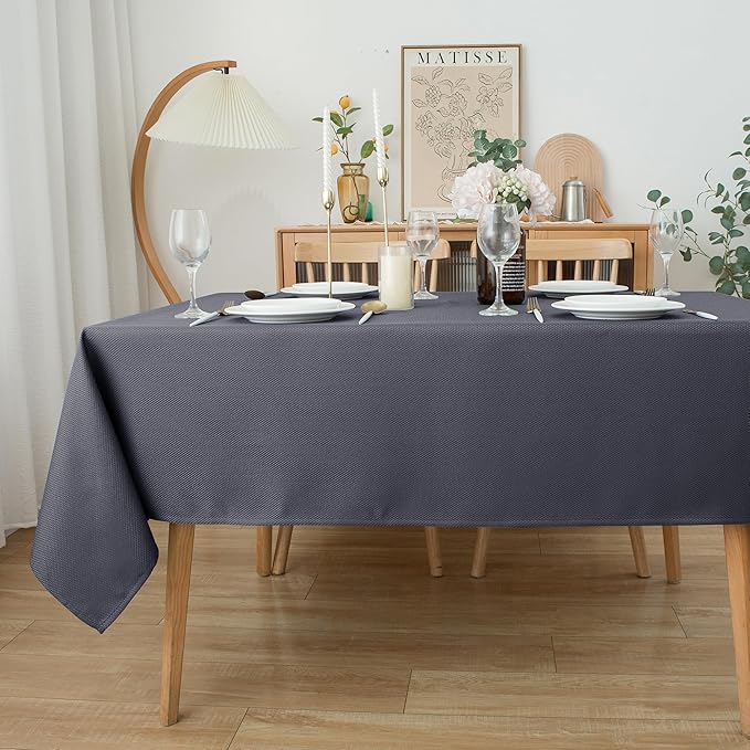 Biscaynebay Textured Fabric Square Tablecloths 70x70 Inches, Dark Grey Water - Image 7