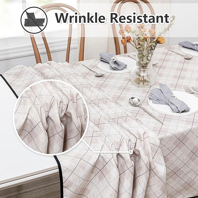MYSKY HOME Table Cloth 60x102 in Rectangle, Heavy Duty Linen Look Waterproof - Image 5