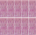 Pink Tinsel Foil Fringe Curtains Wavy Backdrop by BOMSI