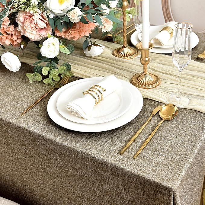 Fitable Faux Linen Tablecloths for Rectangle Tables: Water & Stain Resistant - Image 3